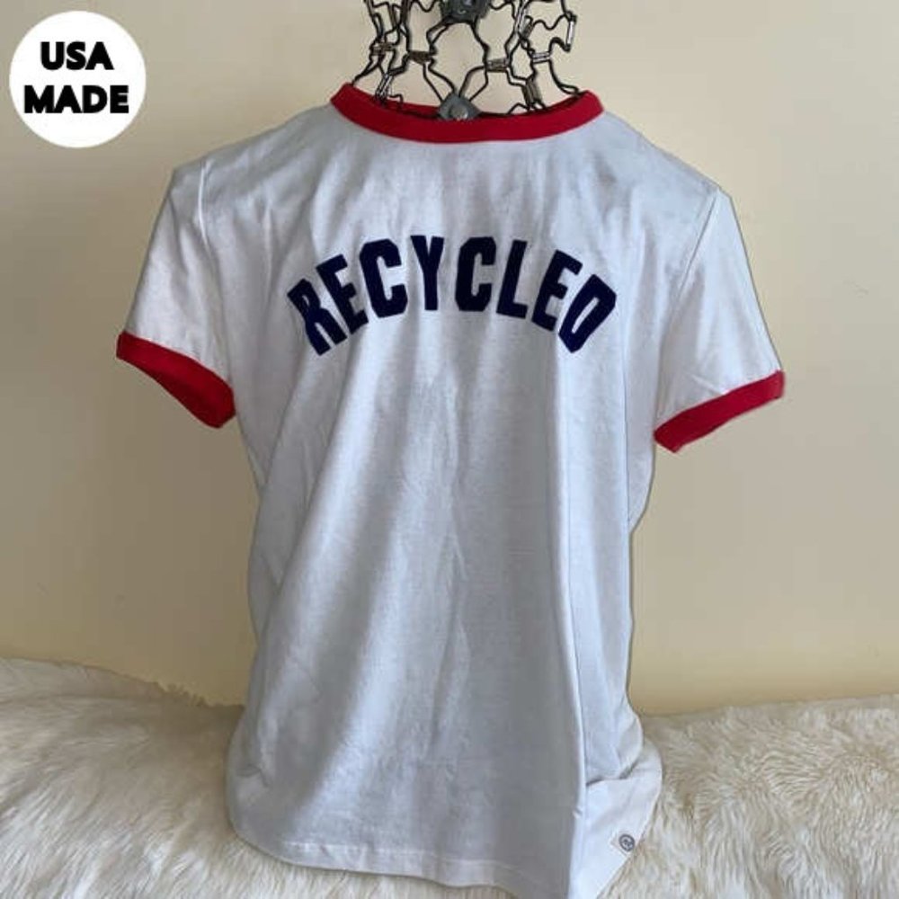 Marine Layer Re-Spun Flock Velvet Recycled Ringer Tee Size XL Natural off white